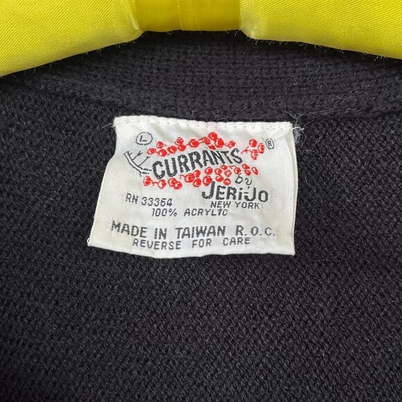 80s Vintage Feather Trim Black Wrap Sweater Dolman Sleeve Large - Picture 6 of 7